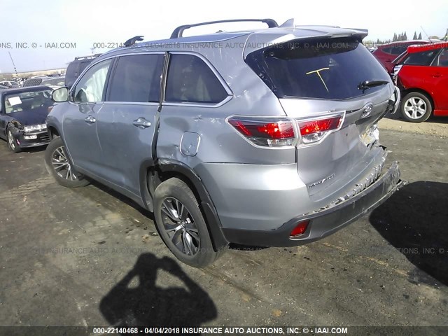 5TDJKRFH0GS334892 - 2016 TOYOTA HIGHLANDER XLE ვერცხლისფერი ფოტო 3