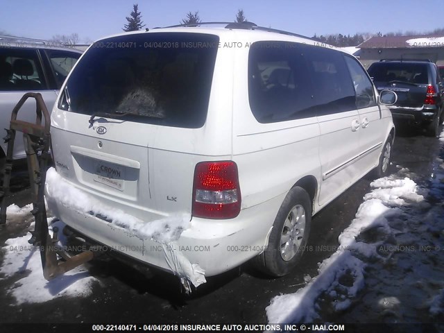 KNDUP132356677130 - 2005 KIA SEDONA EX/LX WHITE photo 4