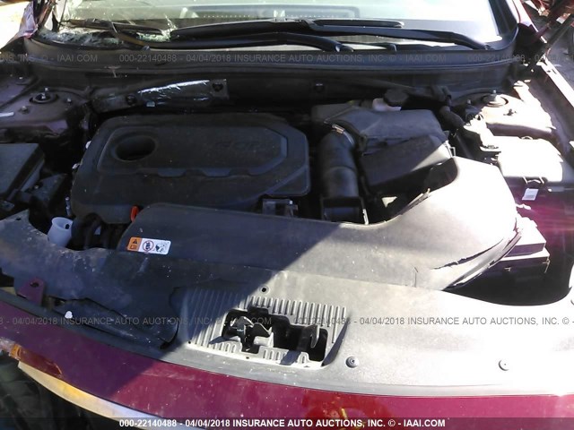 5NPE24AF3FH004470 - 2015 HYUNDAI SONATA SE RED photo 10