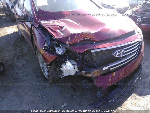 5NPE24AF3FH004470 - 2015 HYUNDAI SONATA SE RED photo 6