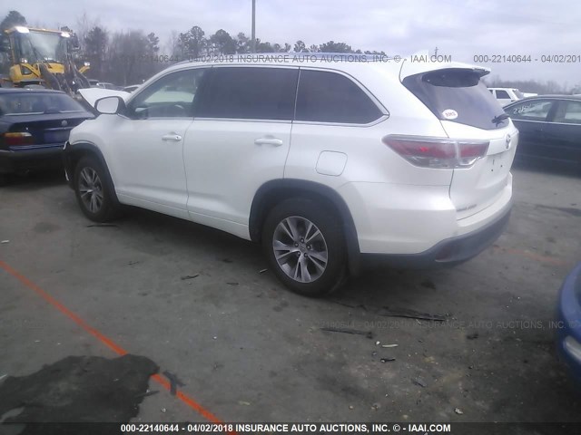 5TDJKRFHXFS164670 - 2015 TOYOTA HIGHLANDER XLE თეთრი ფოტო 3