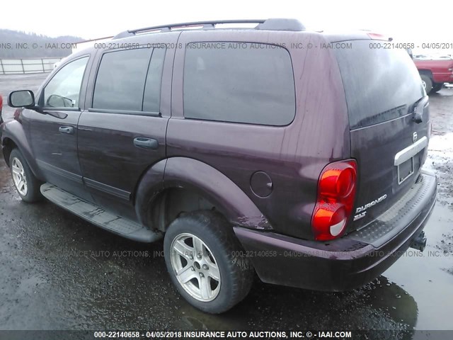 1D8HB48N74F159512 - 2004 DODGE DURANGO SLT MAROON photo 3