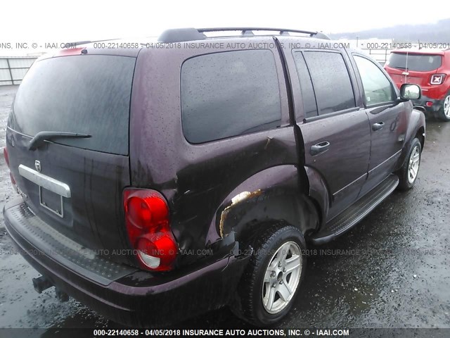 1D8HB48N74F159512 - 2004 DODGE DURANGO SLT MAROON photo 4