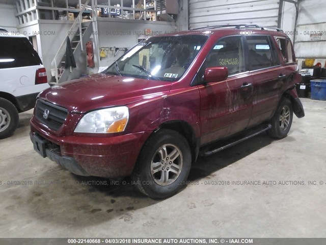 5FNYF18474B007730 - 2004 HONDA PILOT EX RED photo 2