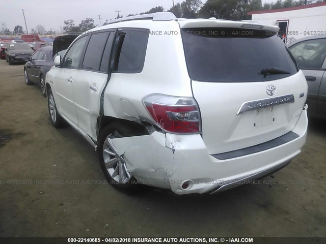 JTEJW3EH0A2044133 - 2010 TOYOTA HIGHLANDER HYBRID LIMITED WHITE photo 3