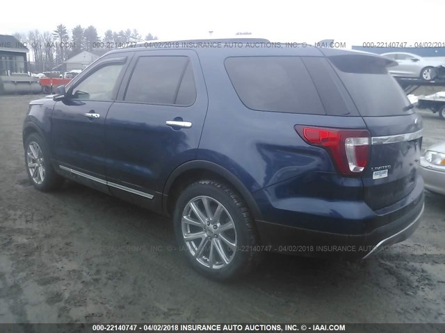 1FM5K8F81GGA71734 - 2016 FORD EXPLORER LIMITED 蓝色 照片 3