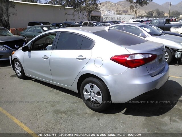 KNAFK4A65F5301595 - 2015 KIA FORTE LX SILVER photo 3