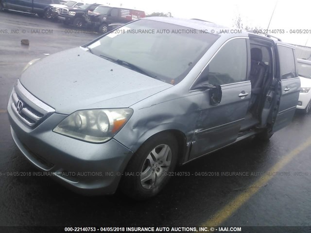 5FNRL38627B025549 - 2007 HONDA ODYSSEY EXL BLUE photo 2