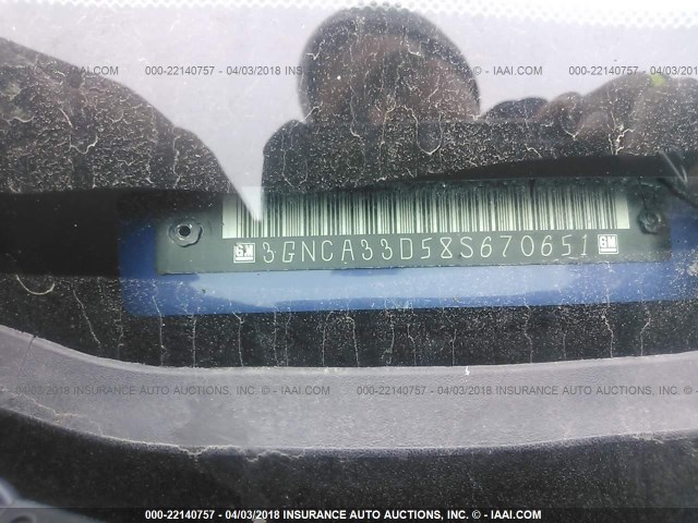 3GNCA33D58S670651 - 2008 CHEVROLET HHR LS ლურჯი ფოტო 9