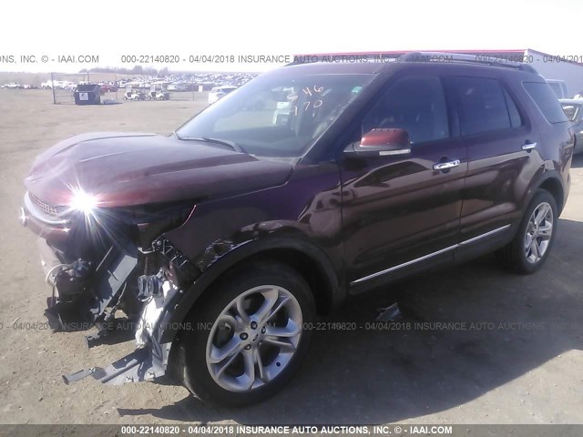 1FM5K8F85FGA40484 - 2015 FORD EXPLORER LIMITED 红色 照片 2