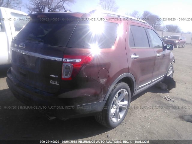 1FM5K8F85FGA40484 - 2015 FORD EXPLORER LIMITED RED photo 4