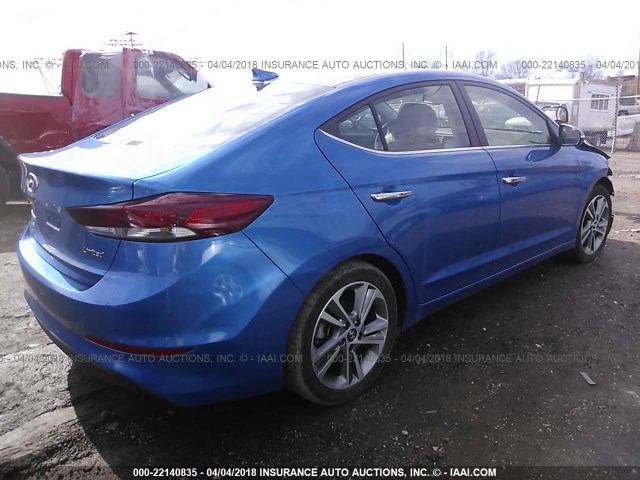 KMHD84LF2HU166683 - 2017 HYUNDAI ELANTRA SE/VALUE/LIMITED BLUE photo 4