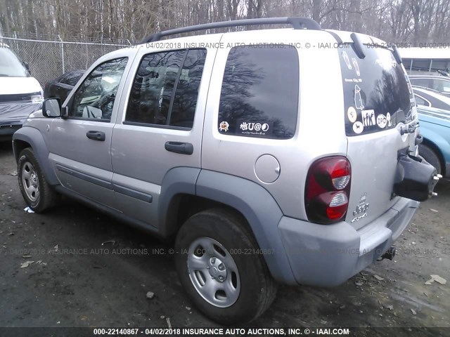 1J4GL48K75W703533 - 2005 JEEP LIBERTY SPORT SILVER photo 3