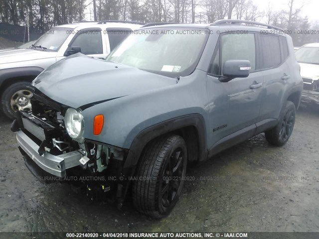 ZACCJBBB9HPF07568 - 2017 JEEP RENEGADE LATITUDE GRAY photo 2