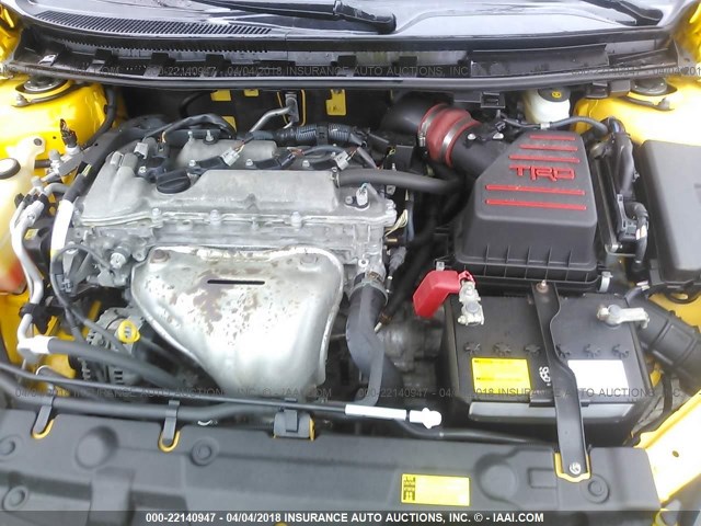 JTKJF5C75C3027568 - 2012 TOYOTA SCION TC ყვითელი ფოტო 10