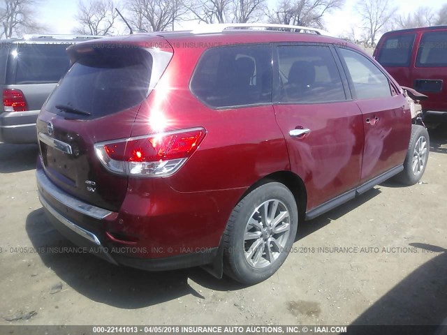 5N1AR2MM1EC713249 - 2014 NISSAN PATHFINDER S/SV/SL/PLATINUM 红色 照片 4