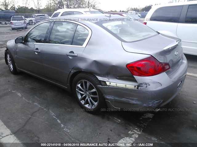 JNKBV61E88M225941 - 2008 INFINITI G35 GRAY photo 3