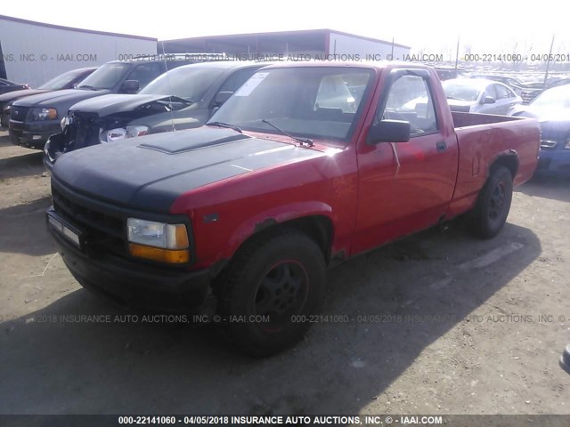 1B7FL26X1SW900407 - 1995 DODGE DAKOTA RED photo 2