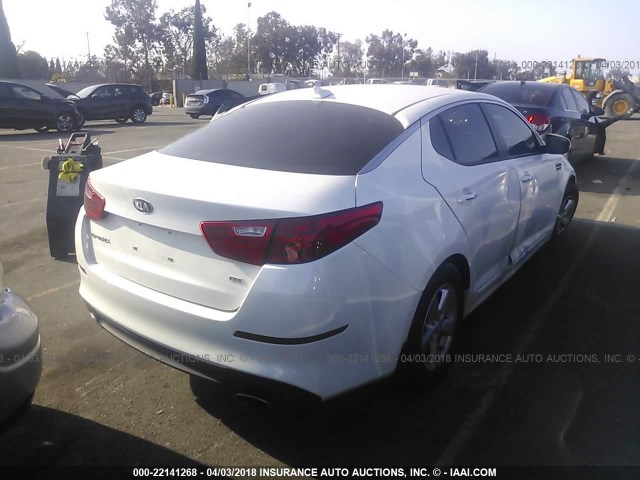 KNAGM4A7XF5652266 - 2015 KIA OPTIMA LX WHITE photo 4