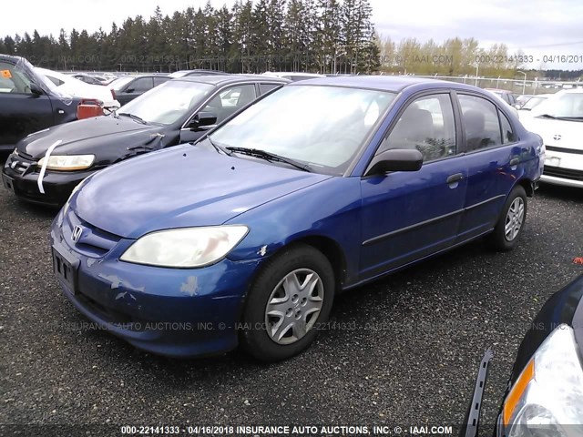 1HGES16334L003312 - 2004 HONDA CIVIC DX VP BLUE photo 2
