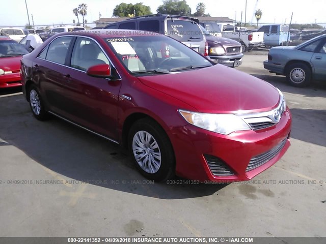 4T1BD1FK4EU098103 - 2014 TOYOTA CAMRY HYBRID/LE/XLE 红色 照片 1