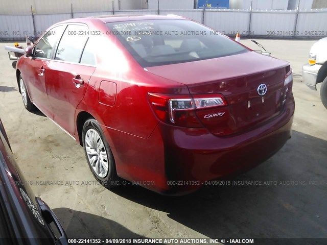 4T1BD1FK4EU098103 - 2014 TOYOTA CAMRY HYBRID/LE/XLE 红色 照片 3