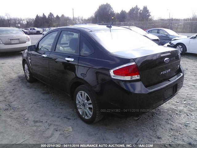 1FAHP35N58W274913 - 2008 FORD FOCUS SE/SEL/SES BLACK photo 3