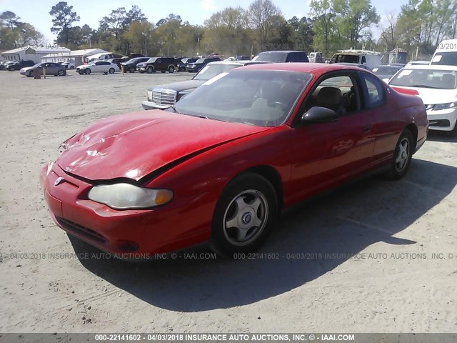 2G1WW12E619203711 - 2001 CHEVROLET MONTE CARLO LS წითელი ფოტო 2