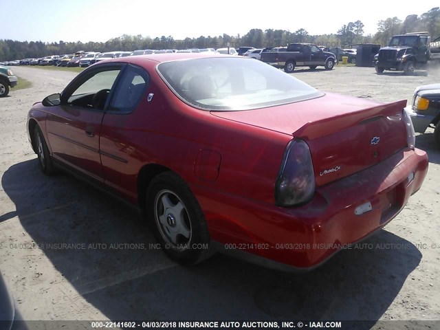 2G1WW12E619203711 - 2001 CHEVROLET MONTE CARLO LS წითელი ფოტო 3