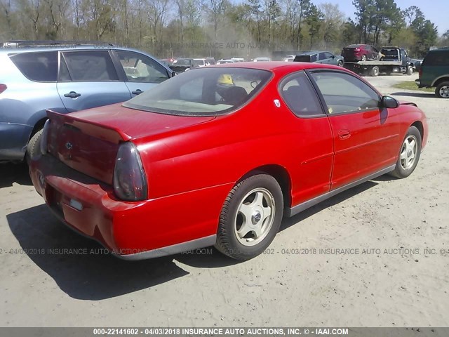 2G1WW12E619203711 - 2001 CHEVROLET MONTE CARLO LS RED photo 4