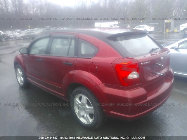 1B3HB48B77D513700 - 2007 DODGE CALIBER SXT RED photo 3