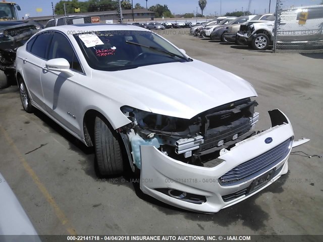 3FA6P0LU2ER235016 - 2014 FORD FUSION SE HYBRID WHITE photo 1