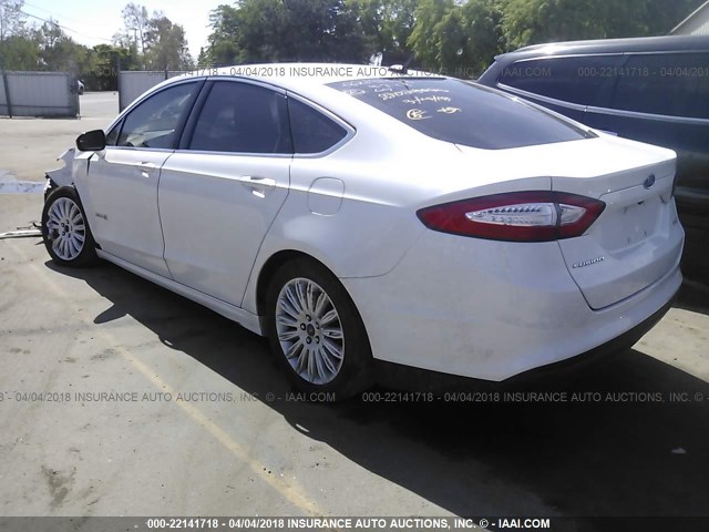 3FA6P0LU2ER235016 - 2014 FORD FUSION SE HYBRID WHITE photo 3