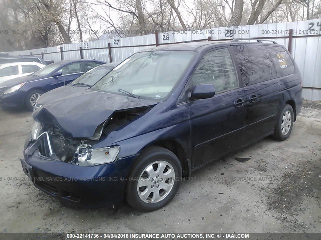 5FNRL18954B054280 - 2004 HONDA ODYSSEY EXL ლურჯი ფოტო 2