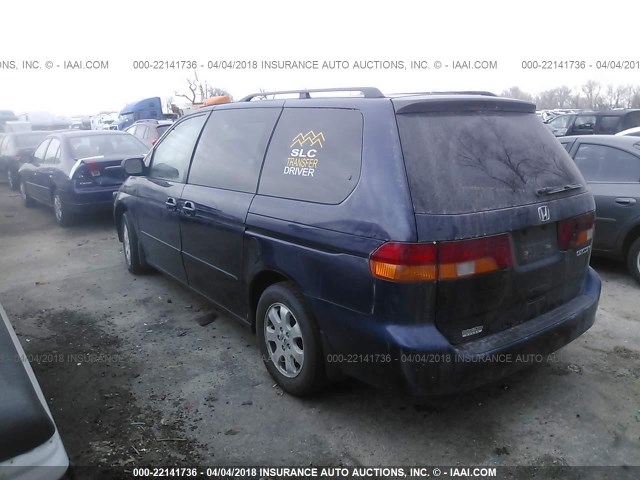 5FNRL18954B054280 - 2004 HONDA ODYSSEY EXL BLUE photo 3