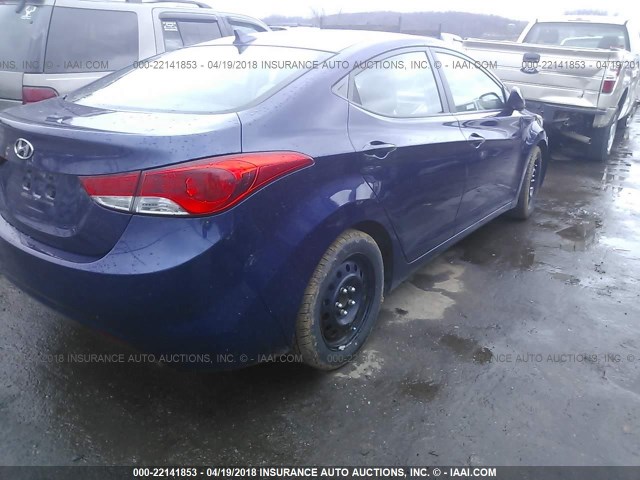 5NPDH4AEXBH053323 - 2011 HYUNDAI ELANTRA GLS/LIMITED BLUE photo 4