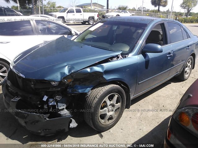 5NPEU46C36H057646 - 2006 HYUNDAI SONATA GLS/LX BLUE photo 2