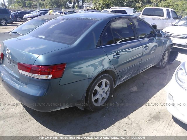 5NPEU46C36H057646 - 2006 HYUNDAI SONATA GLS/LX BLUE photo 4