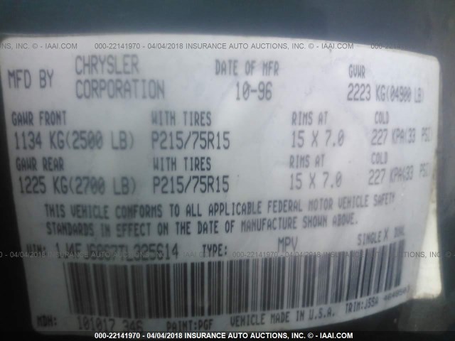 1J4FJ68S7TL325614 - 1996 JEEP CHEROKEE SPORT/CLASSIC მწვანე ფოტო 9