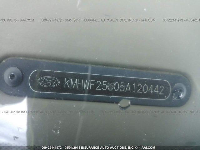 KMHWF25S05A120442 - 2005 HYUNDAI SONATA GL WHITE photo 9