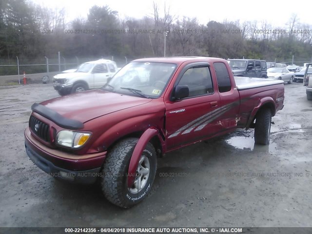 5TEWM72N62Z082920 - 2002 TOYOTA TACOMA XTRACAB RED photo 2