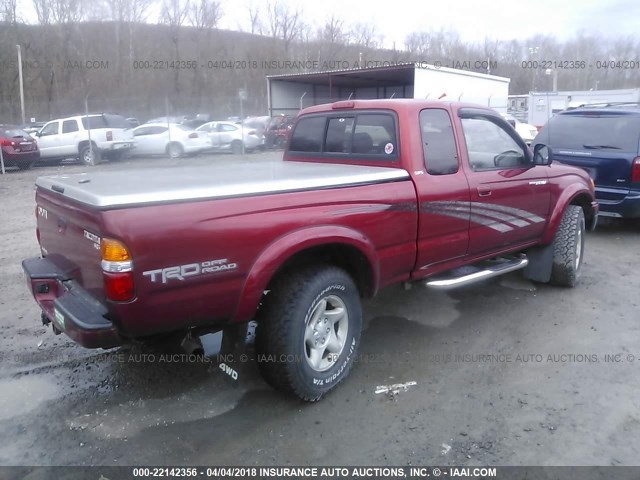 5TEWM72N62Z082920 - 2002 TOYOTA TACOMA XTRACAB RED photo 4