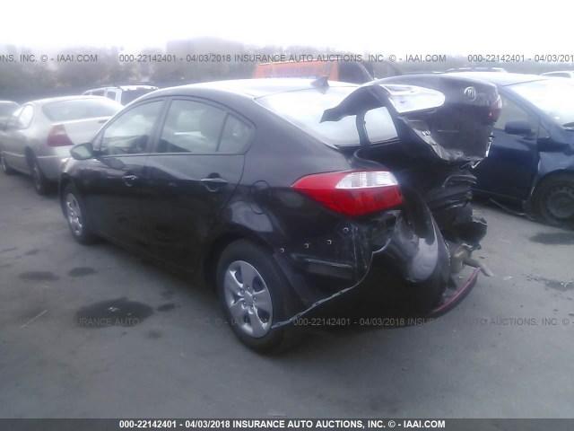 KNAFK4A63F5422156 - 2015 KIA FORTE LX BLACK photo 3