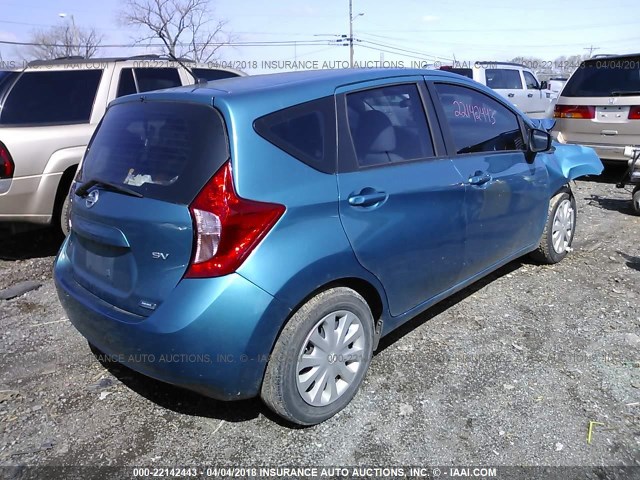 3N1CE2CP7FL394226 - 2015 NISSAN VERSA NOTE S/S PLUS/SV/SL/SR TEAL photo 4