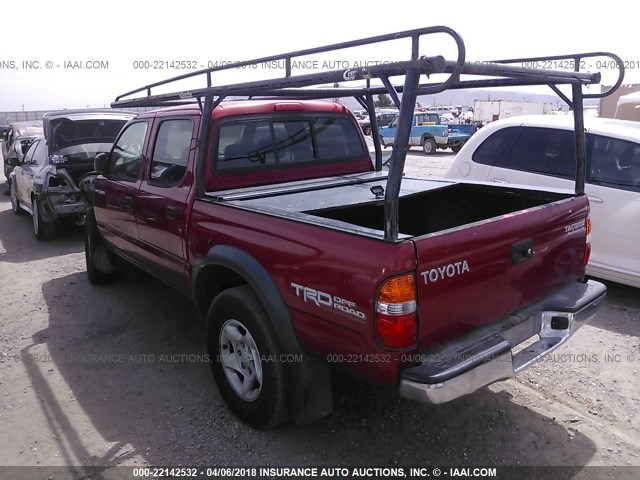 5TEGN92N24Z426596 - 2004 TOYOTA TACOMA DOUBLE CAB PRERUNNER RED photo 3