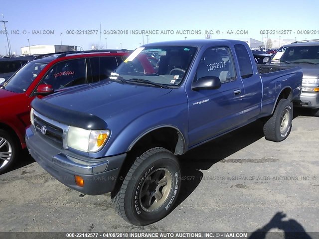 4TAWM72N7YZ669322 - 2000 TOYOTA TACOMA XTRACAB BLUE photo 2