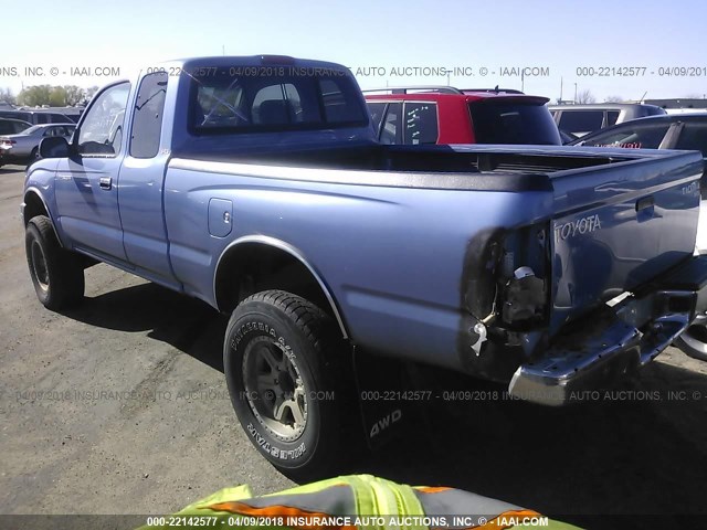 4TAWM72N7YZ669322 - 2000 TOYOTA TACOMA XTRACAB BLUE photo 3