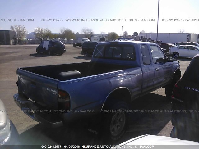 4TAWM72N7YZ669322 - 2000 TOYOTA TACOMA XTRACAB BLUE photo 4