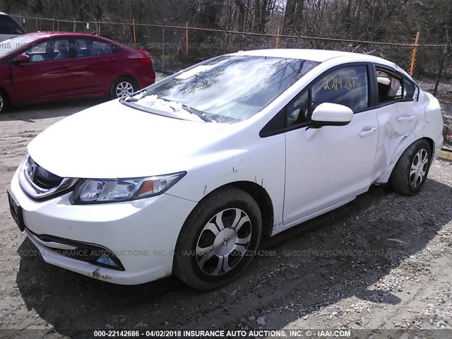 19XFB4F22EE001217 - 2014 HONDA CIVIC HYBRID WHITE photo 2