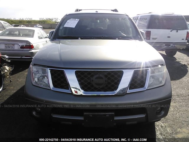 5N1AR18U56C658665 - 2006 NISSAN PATHFINDER LE/SE/XE GRAY photo 6